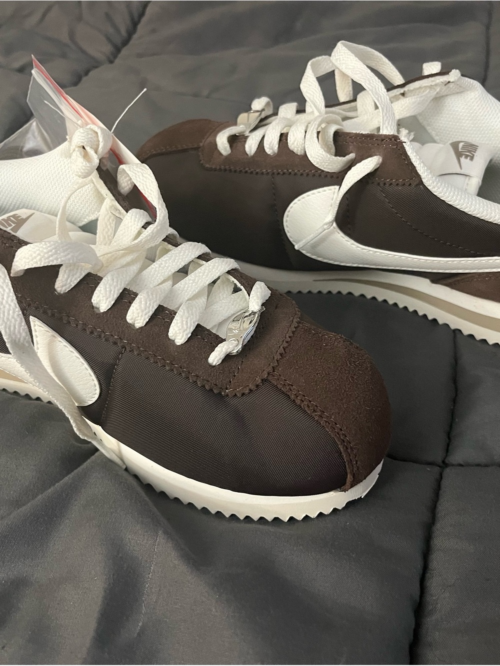 Nike Women's Cortez Brown and White Retro-Style Athletic Sneakers